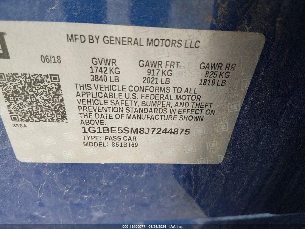 1G1BE5SM8J7244875 2018 CHEVROLET CRUZE photo no. 9