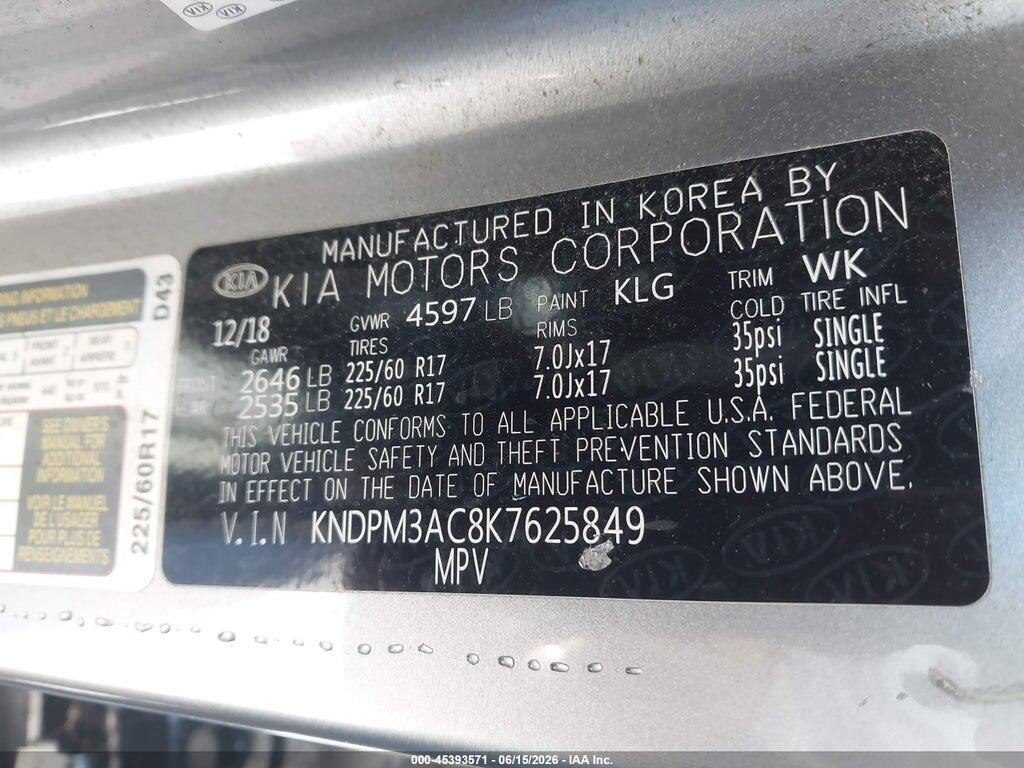 KNDPM3AC8K7625849 2019 KIA SPORTAGE photo no. 9