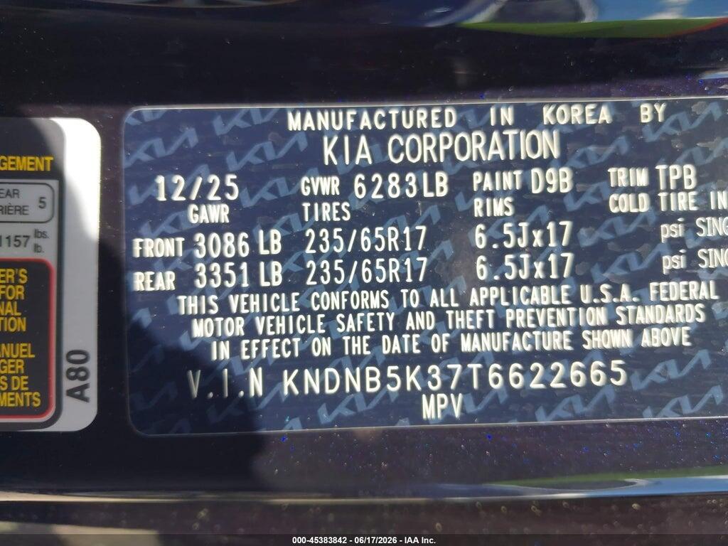KNDNB5K37T6622665 2026 KIA CARNIVAL MPV photo no. 9