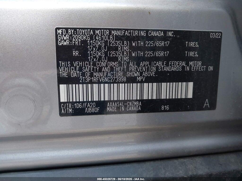 2T3P1RFV6NC273998 2022 TOYOTA RAV4 photo no. 9