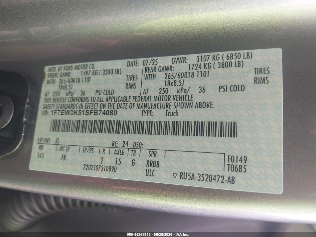 1FTEW3K51SFB74089 2025 FORD F-150 photo no. 9