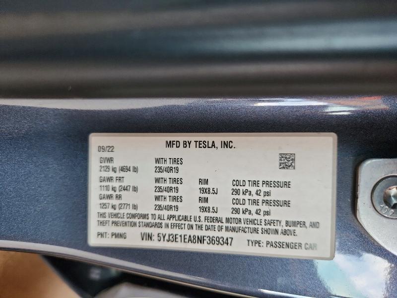 2022 TESLA MODEL 3 — Фото 12 из 12