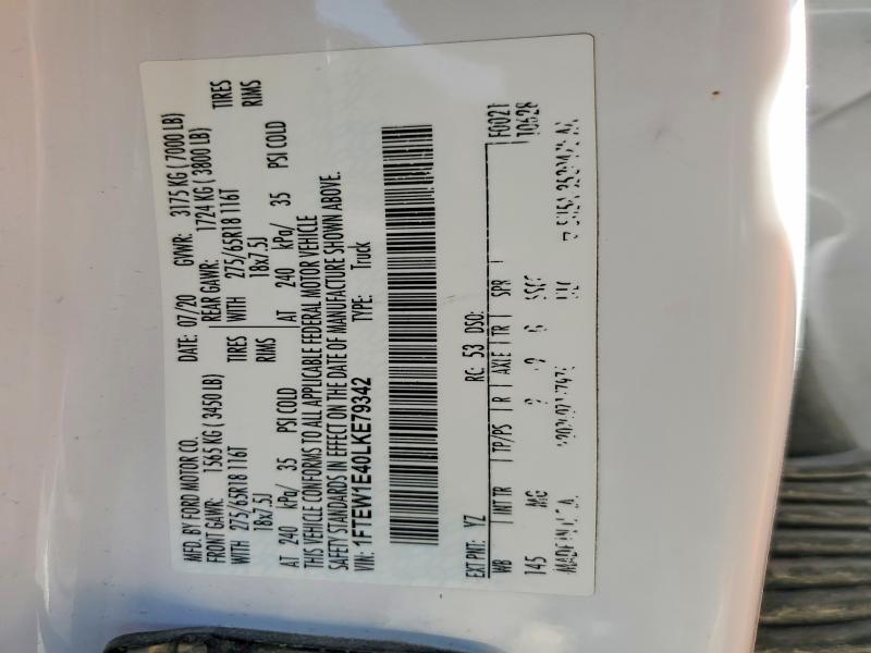 1FTEW1E40LKE79342 2020 FORD F150 photo no. 12