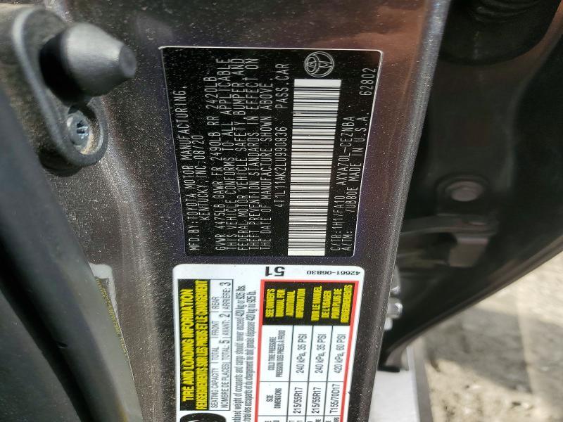 4T1L11AK2LU990836 2020 TOYOTA CAMRY photo no. 12
