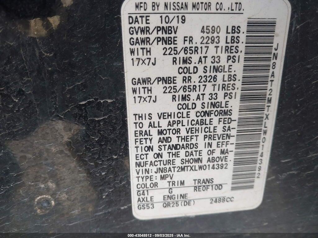 JN8AT2MTXLW014392 2020 NISSAN ROGUE photo no. 9
