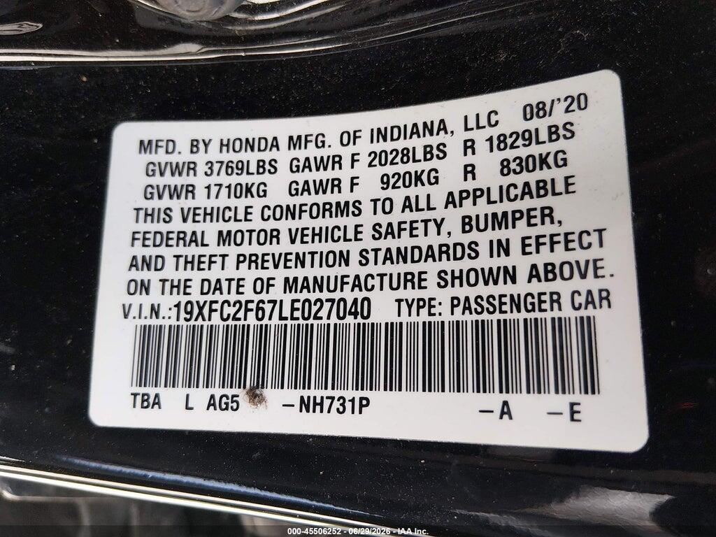 19XFC2F67LE027040 2020 HONDA CIVIC photo no. 9