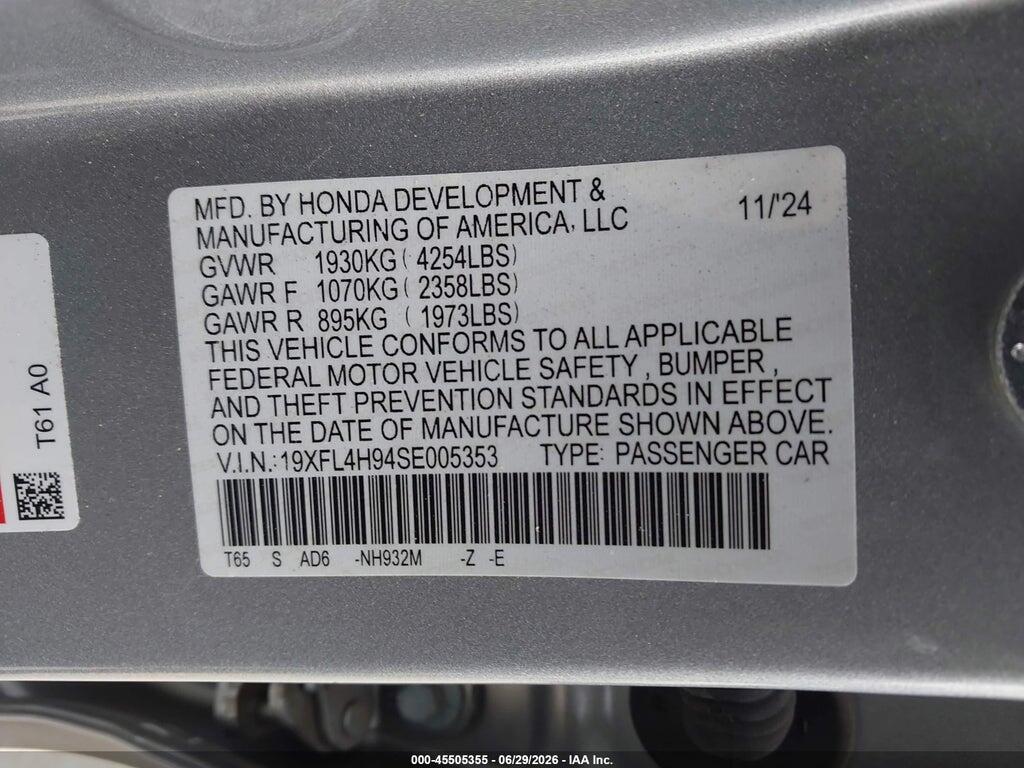 19XFL4H94SE005353 2025 HONDA CIVIC HYBRID photo no. 9