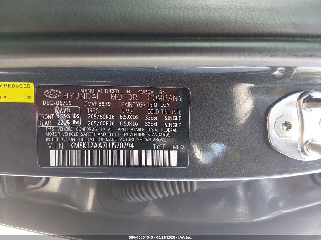 KM8K12AA7LU520794 2020 HYUNDAI KONA photo no. 9