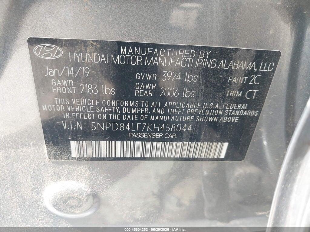5NPD84LF7KH458044 2019 HYUNDAI ELANTRA photo no. 9