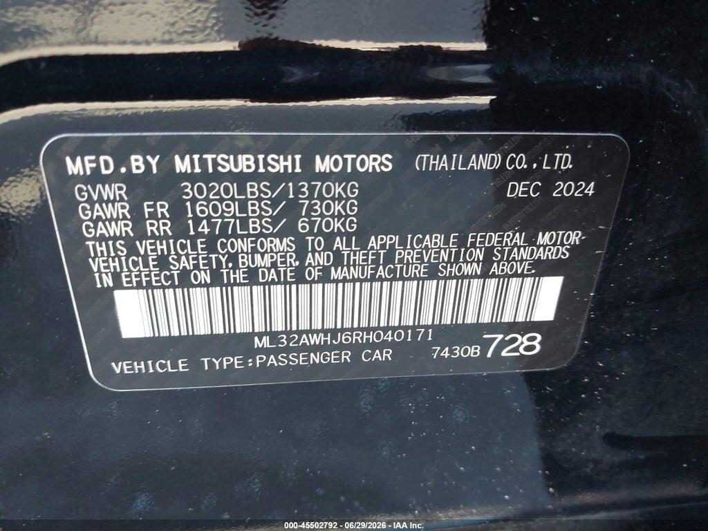 ML32AWHJ6RH040171 2024 MITSUBISHI MIRAGE photo no. 9