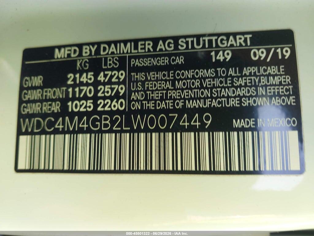 WDC4M4GB2LW007449 2020 MERCEDES-BENZ GLB 250 photo no. 9