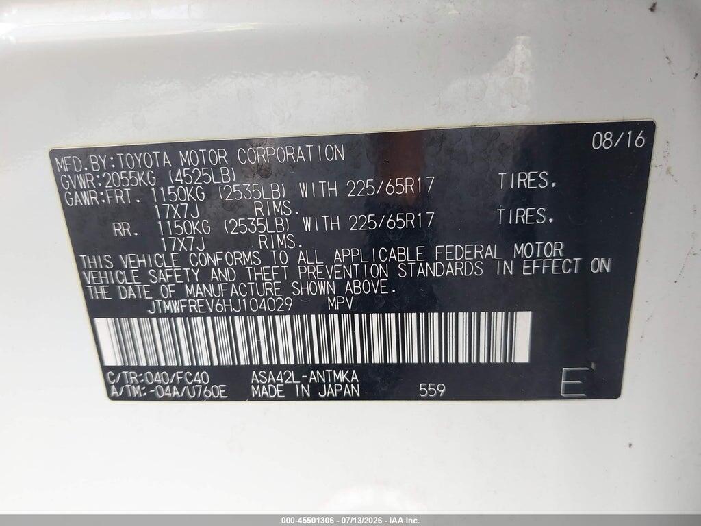 JTMWFREV6HJ104029 2017 TOYOTA RAV4 photo no. 9