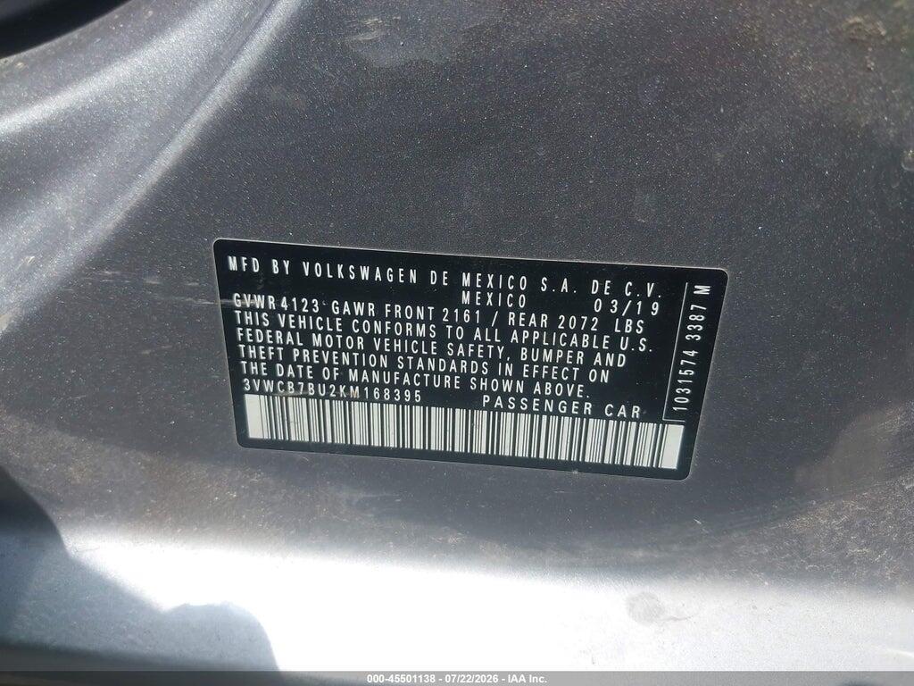 3VWCB7BU2KM168395 2019 VOLKSWAGEN JETTA photo no. 9