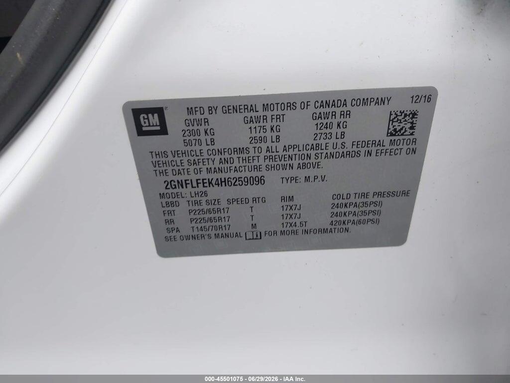 2GNFLFEK4H6259096 2017 CHEVROLET EQUINOX photo no. 9