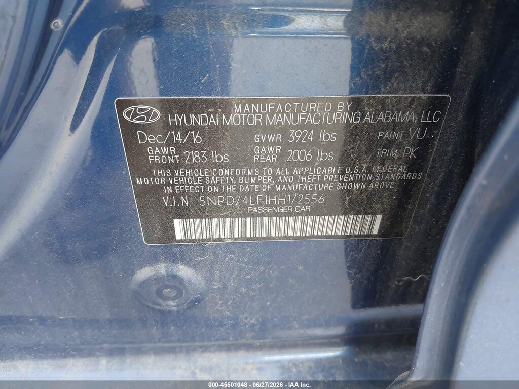 5NPD74LF1HH172556 2017 HYUNDAI ELANTRA photo no. 9