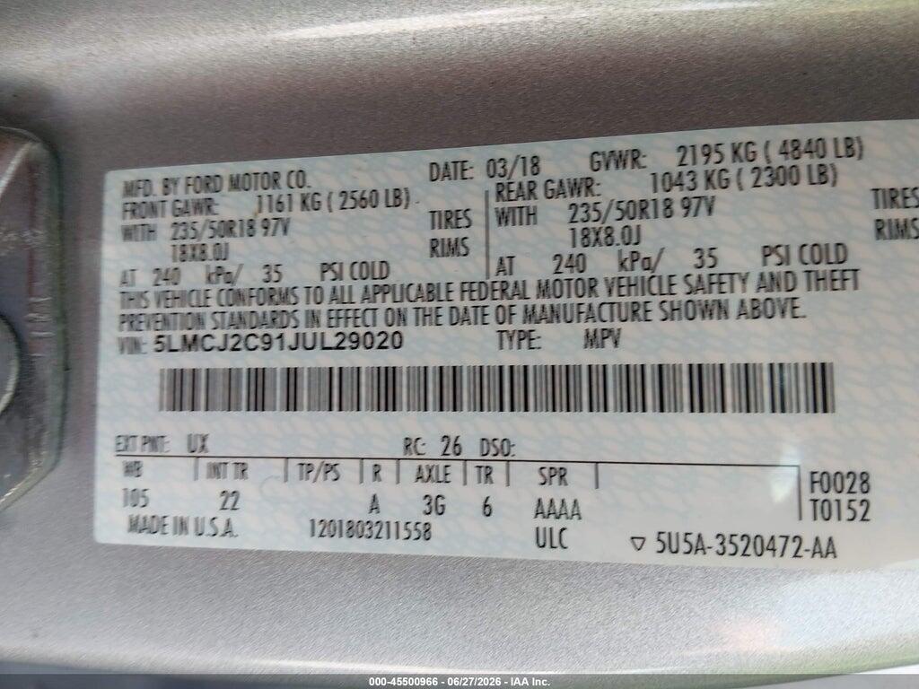 5LMCJ2C91JUL29020 2018 LINCOLN MKC photo no. 9
