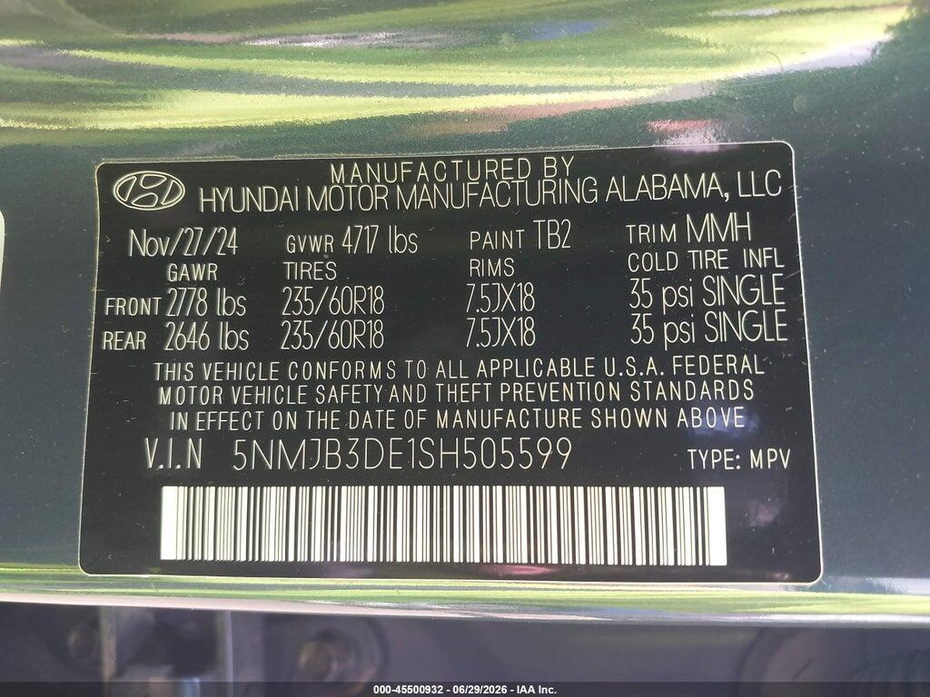 5NMJB3DE1SH505599 2025 HYUNDAI TUCSON photo no. 9