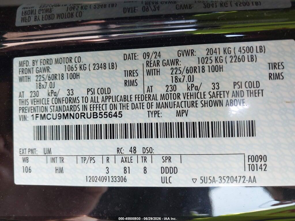 1FMCU9MN0RUB55645 2024 FORD ESCAPE photo no. 9