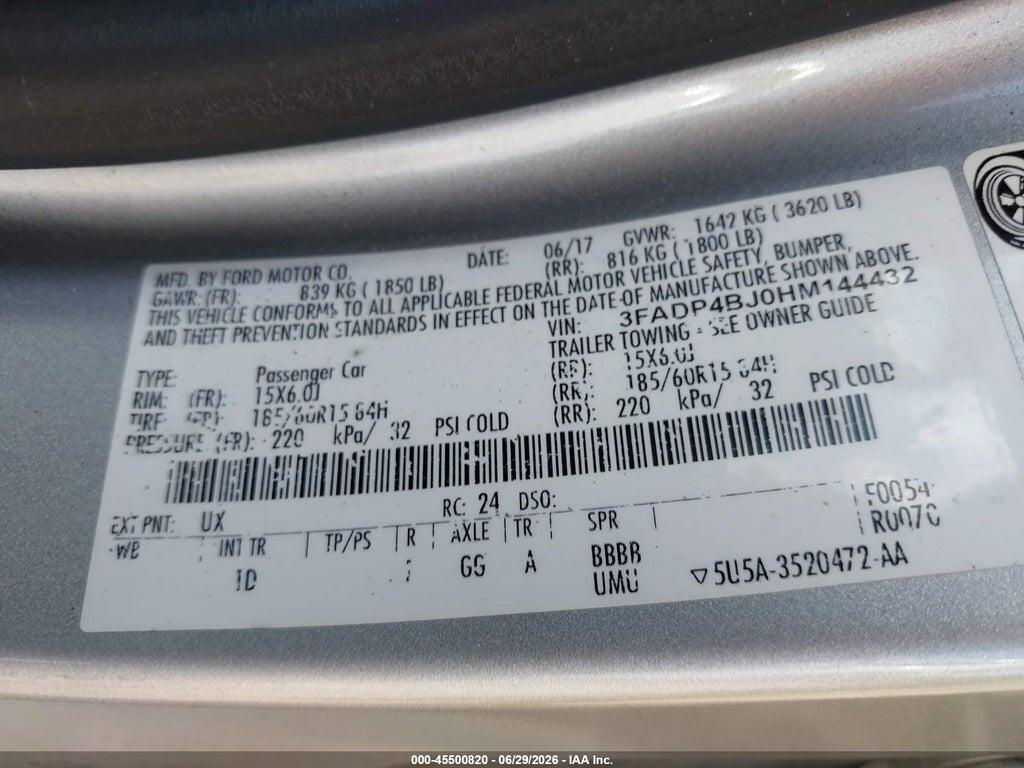 3FADP4BJ0HM144432 2017 FORD FIESTA photo no. 9