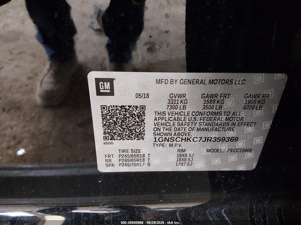 1GNSCHKC7JR359369 2018 CHEVROLET SUBURBAN photo no. 9