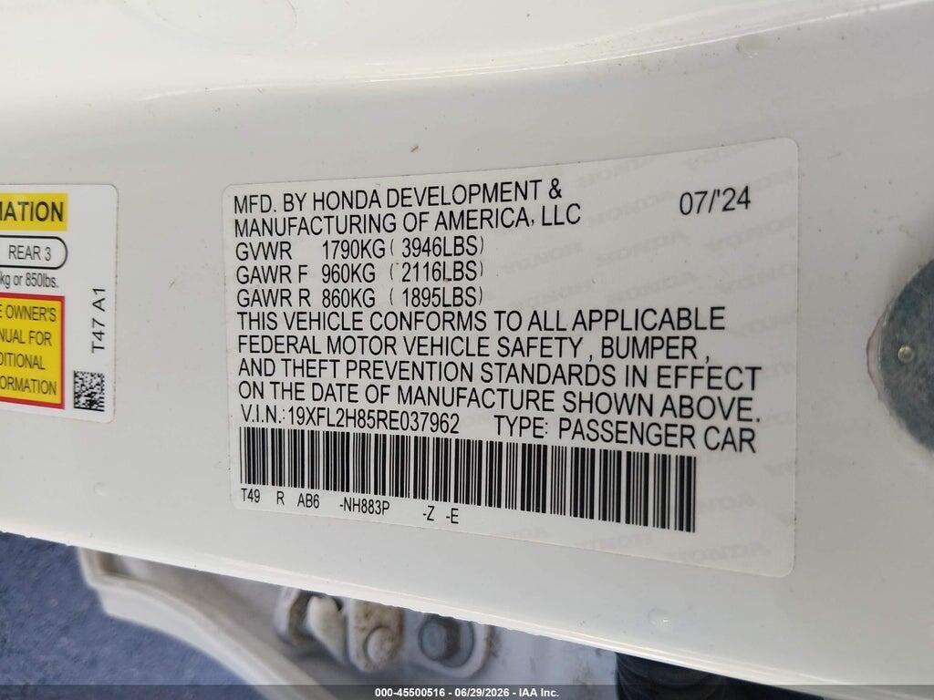 19XFL2H85RE037962 2024 HONDA CIVIC photo no. 9