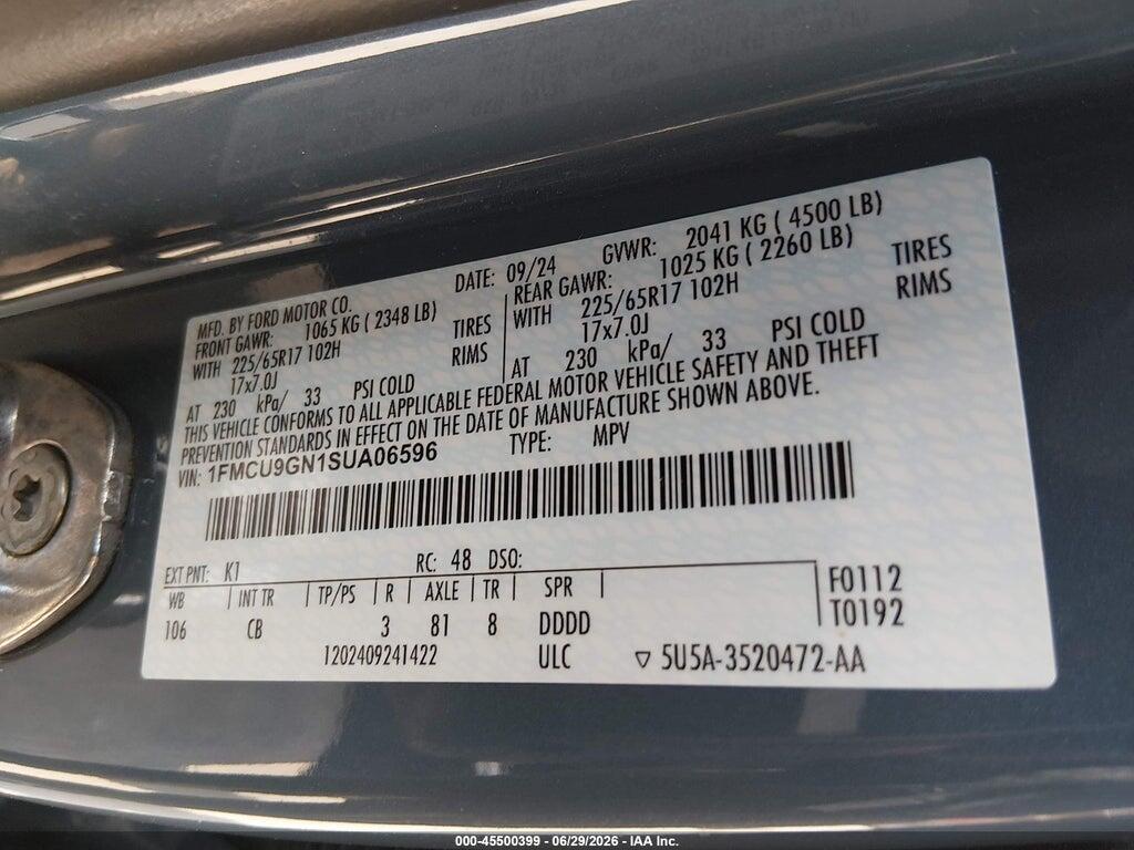 1FMCU9GN1SUA06596 2025 FORD ESCAPE photo no. 9
