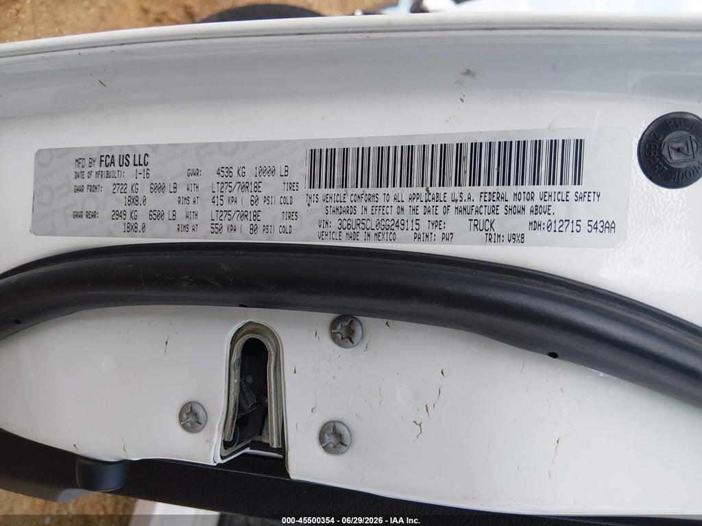 3C6UR5CL0GG249115 2016 RAM 2500 photo no. 8