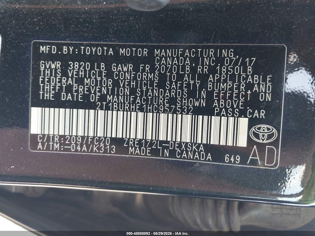 2T1BURHE1HC957532 2017 TOYOTA COROLLA photo no. 9