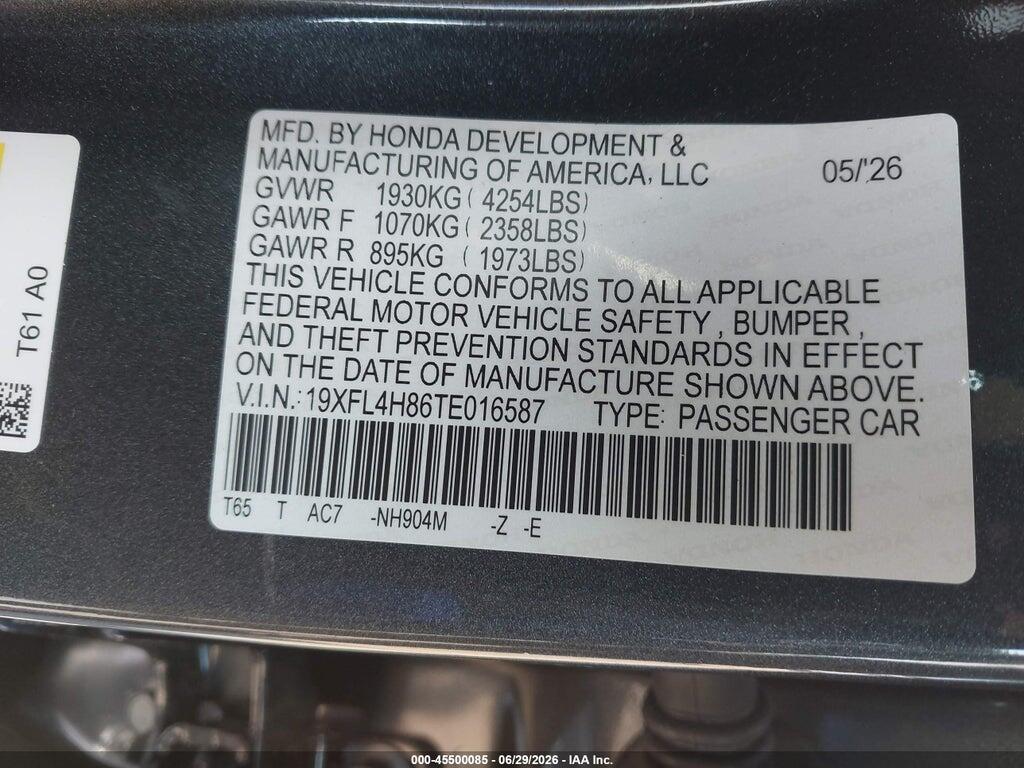 19XFL4H86TE016587 2026 HONDA CIVIC HYBRID photo no. 9