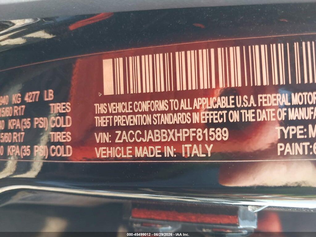 ZACCJABBXHPF81589 2017 JEEP RENEGADE photo no. 9