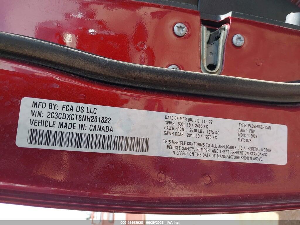 2C3CDXCT8NH261822 2022 DODGE CHARGER photo no. 9