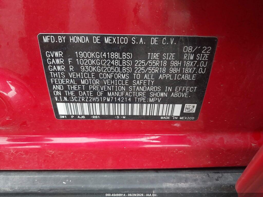 3CZRZ2H51PM714214 2023 HONDA HR-V photo no. 9