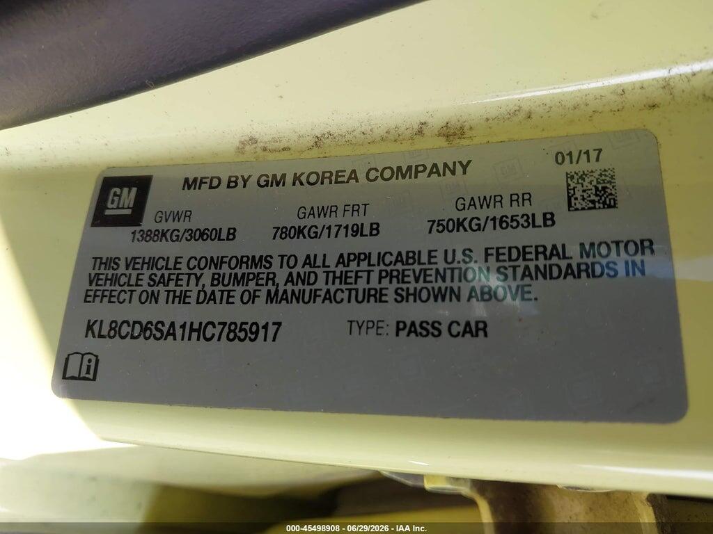 KL8CD6SA1HC785917 2017 CHEVROLET SPARK photo no. 9