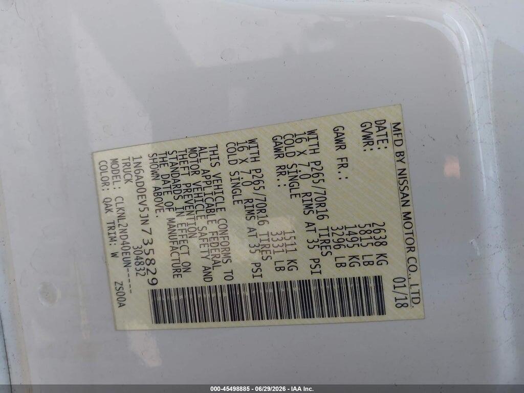 1N6AD0EV5JN735829 2018 NISSAN FRONTIER photo no. 9