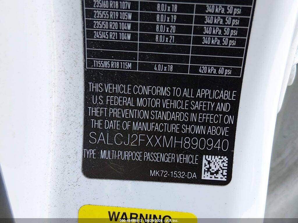 SALCJ2FXXMH890940 2021 LAND ROVER DISCOVERY SPORT photo no. 9