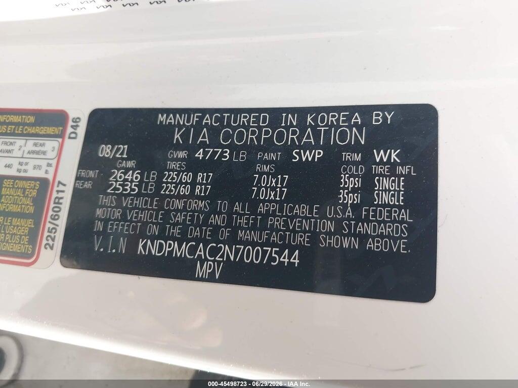 KNDPMCAC2N7007544 2022 KIA SPORTAGE photo no. 9