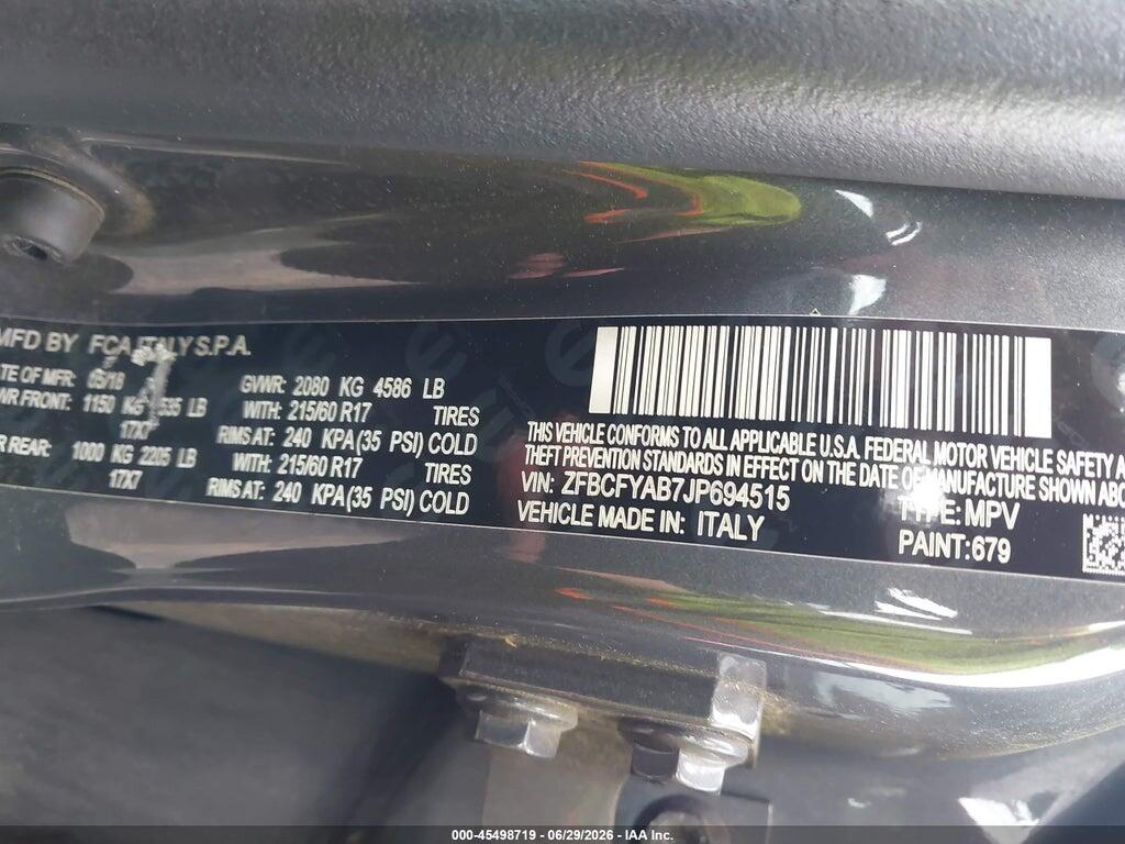 ZFBCFYAB7JP694515 2018 FIAT 500X photo no. 9