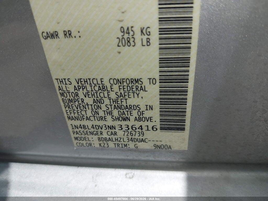 1N4BL4DV3NN336416 2022 NISSAN ALTIMA photo no. 9