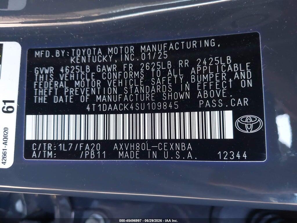 4T1DAACK4SU109845 2025 TOYOTA CAMRY photo no. 9