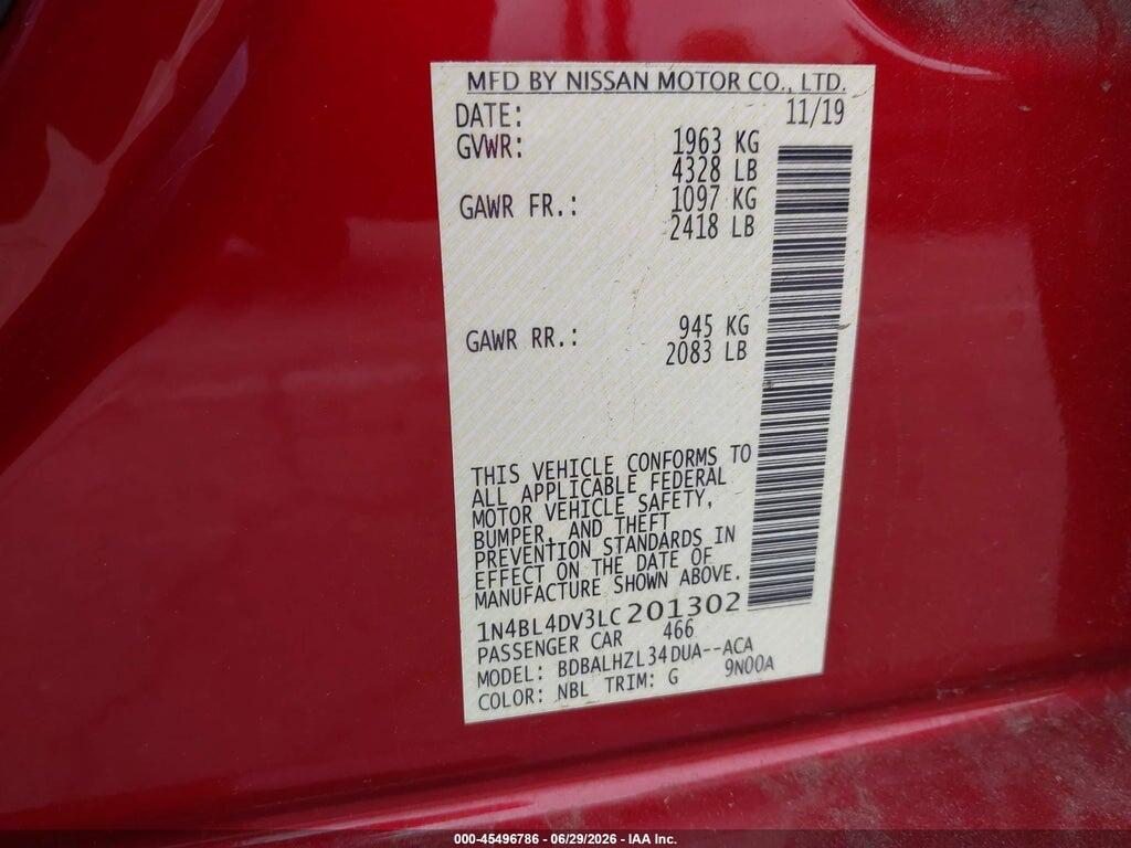 1N4BL4DV3LC201302 2020 NISSAN ALTIMA photo no. 9