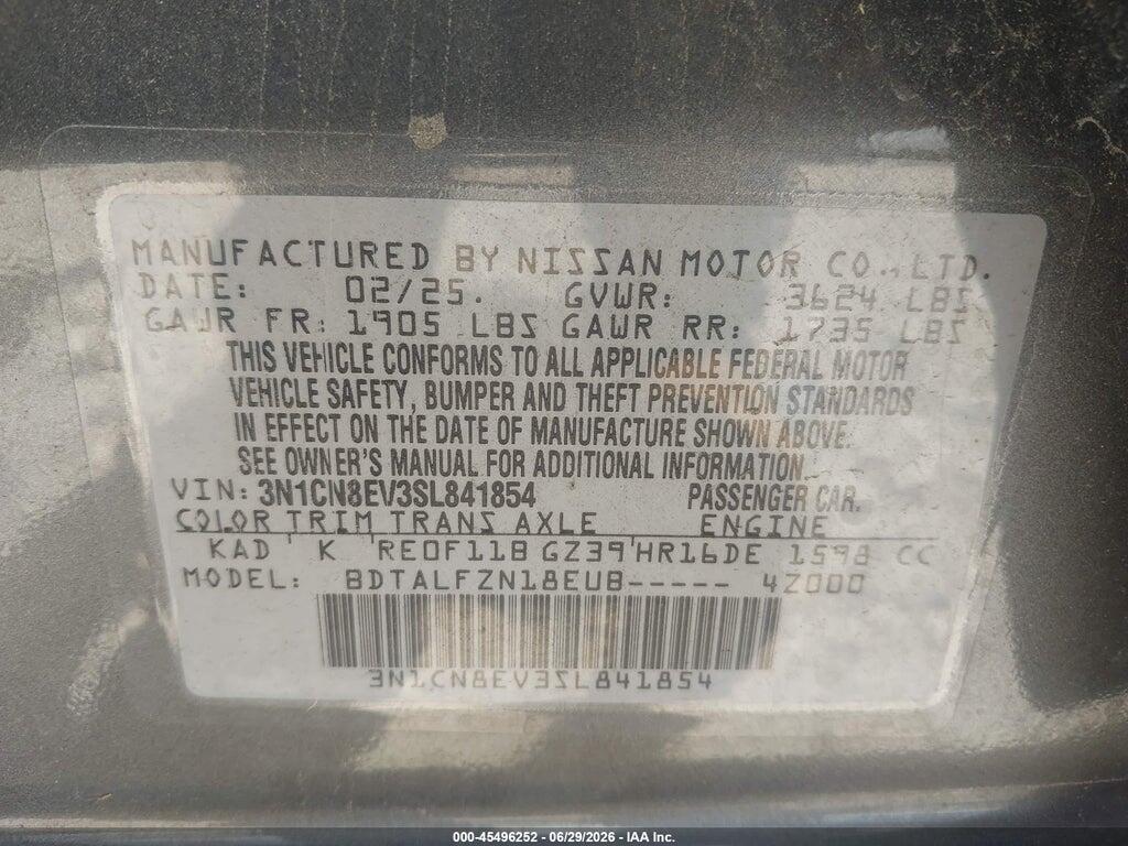 3N1CN8EV3SL841854 2025 NISSAN VERSA photo no. 9