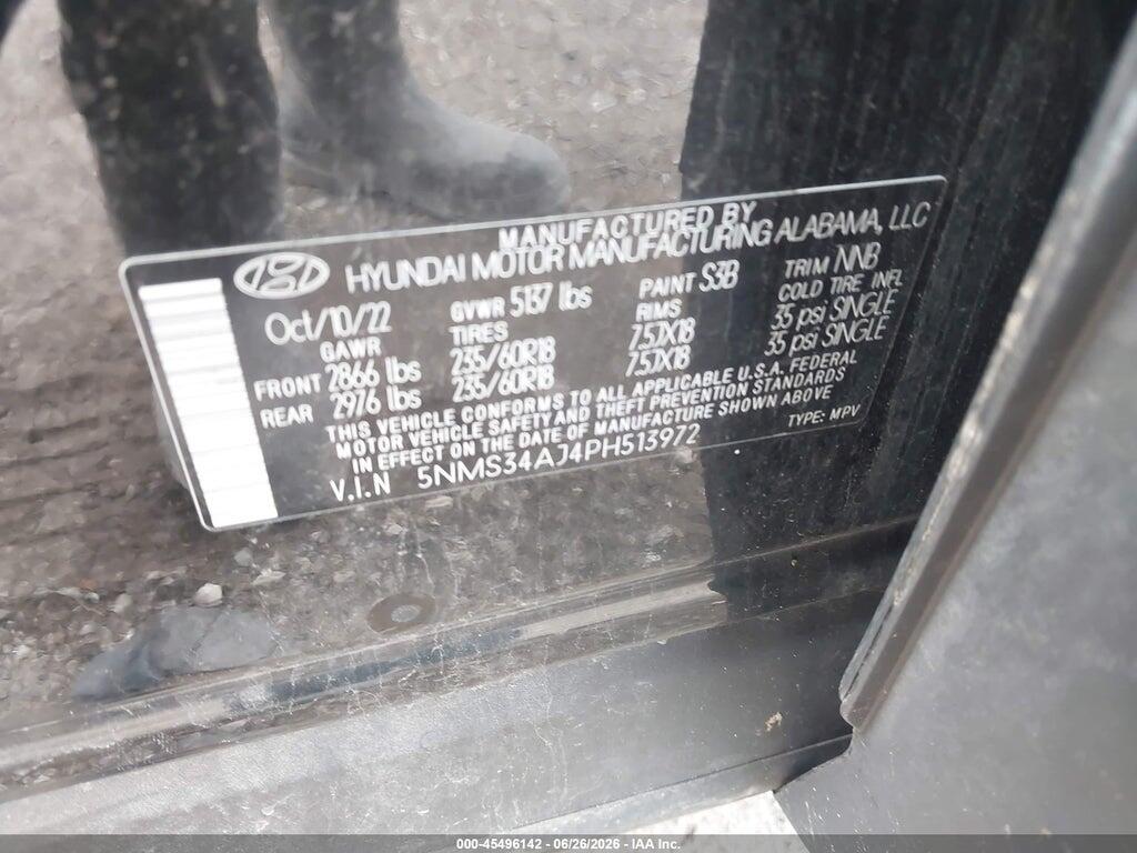 5NMS34AJ4PH513972 2023 HYUNDAI SANTA FE photo no. 9
