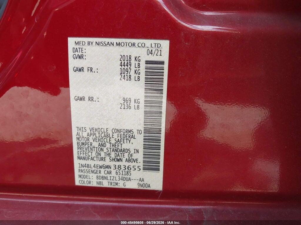 1N4BL4EW6MN383655 2021 NISSAN ALTIMA photo no. 9