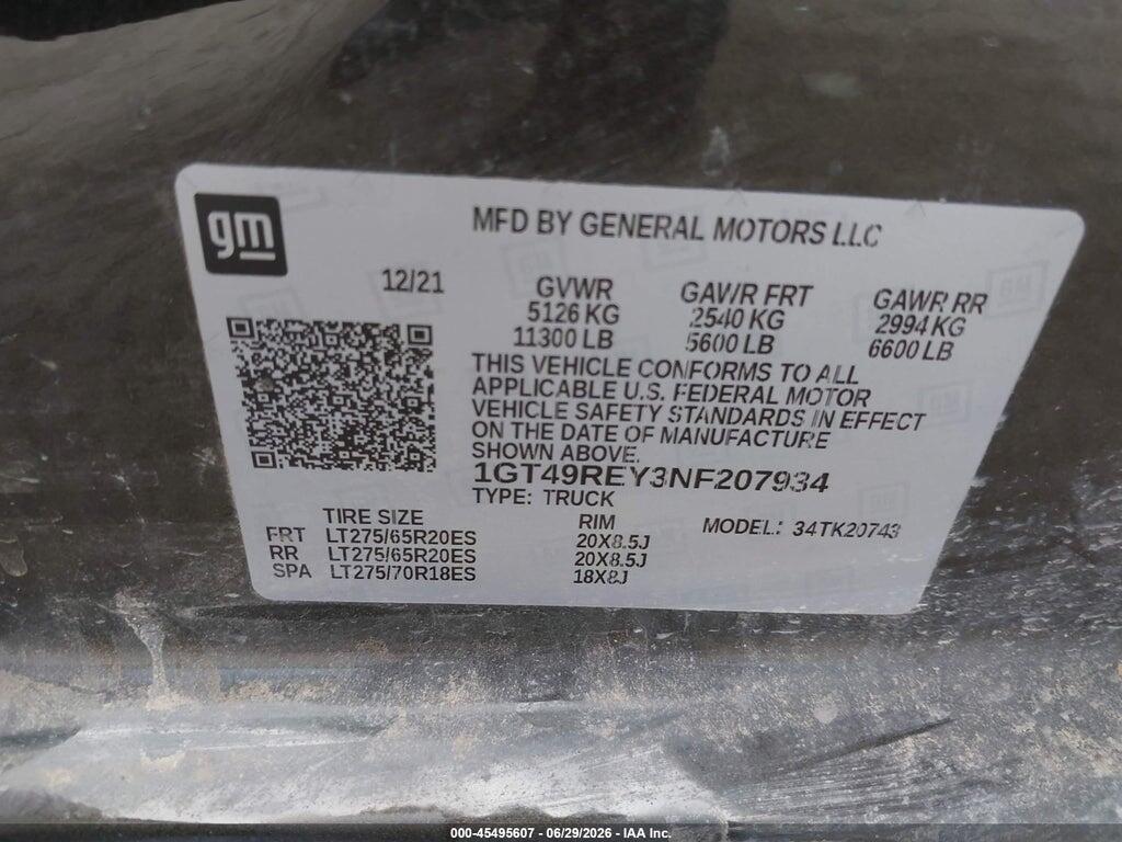 1GT49REY3NF207934 2022 GMC SIERRA 2500HD photo no. 9