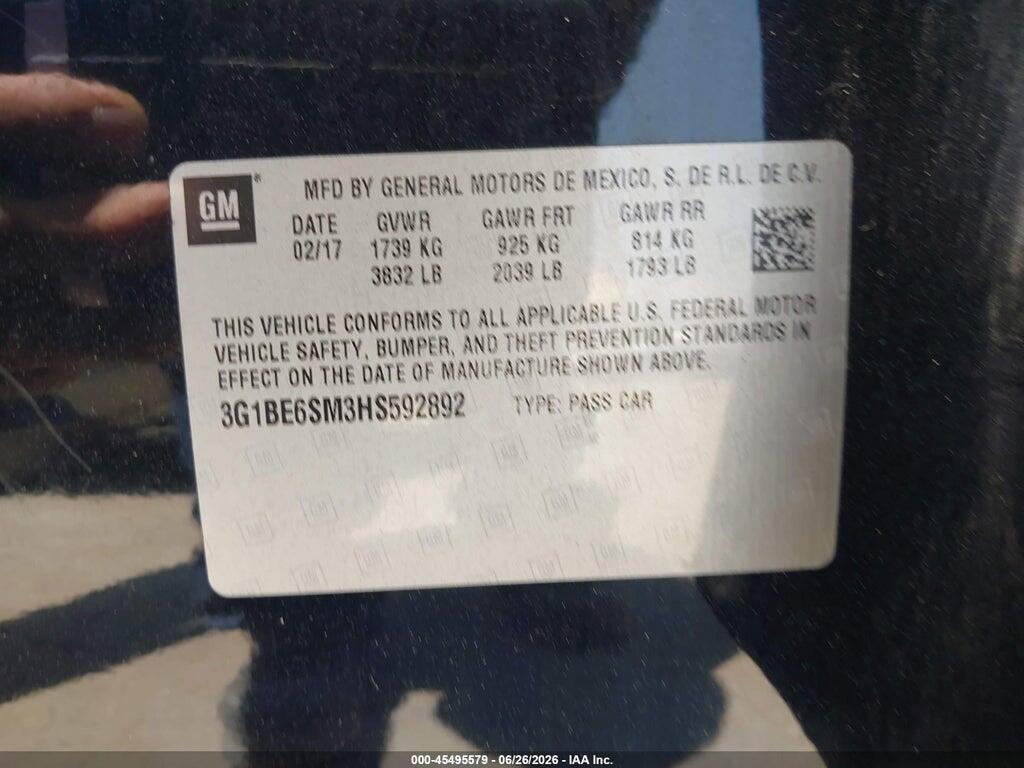 3G1BE6SM3HS592892 2017 CHEVROLET CRUZE photo no. 9