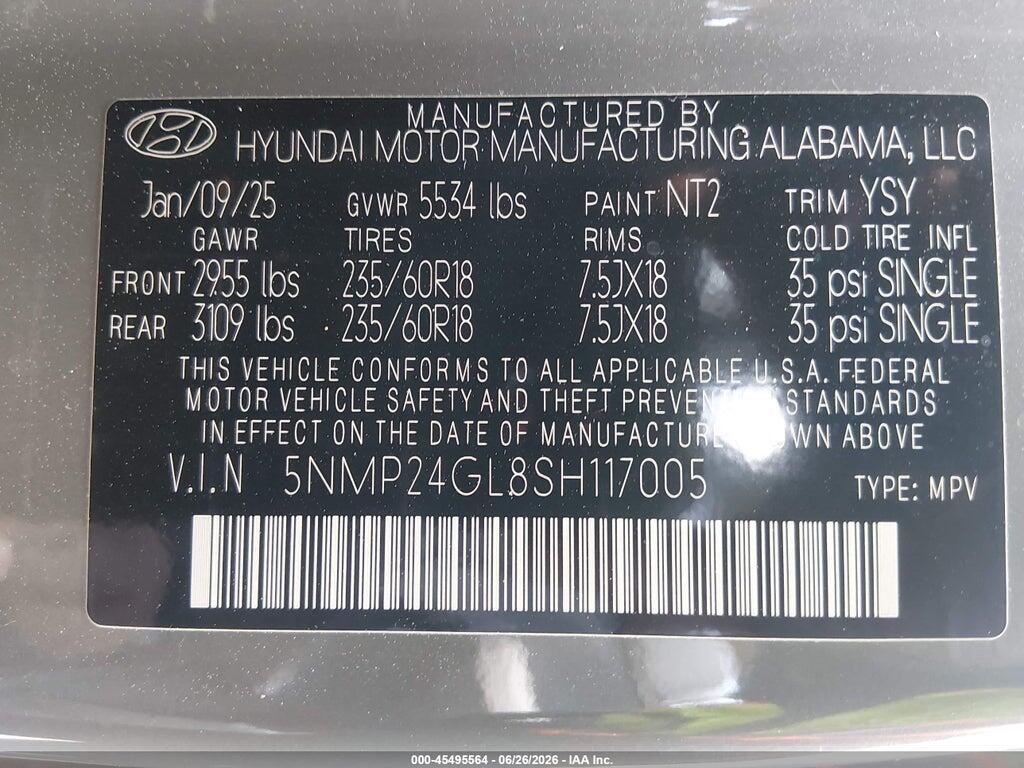 5NMP24GL8SH117005 2025 HYUNDAI SANTA FE photo no. 9