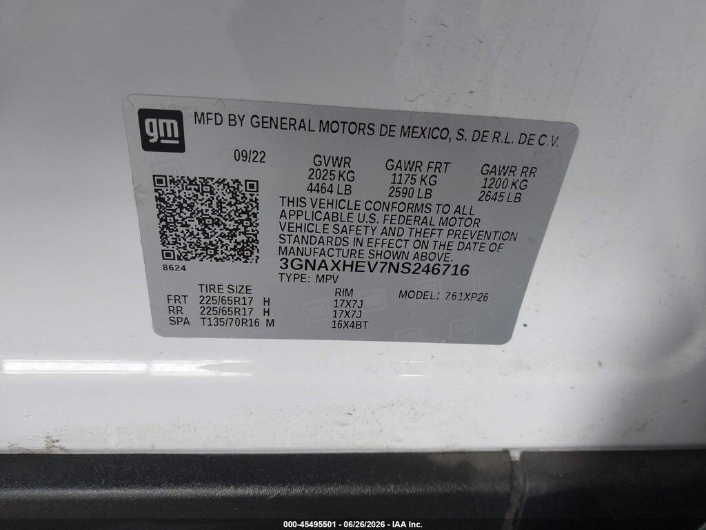 3GNAXHEV7NS246716 2022 CHEVROLET EQUINOX photo no. 9