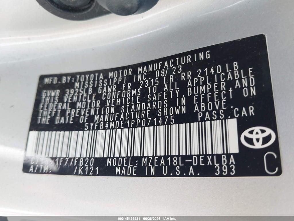 5YFB4MDE1PP071475 2023 TOYOTA COROLLA photo no. 9
