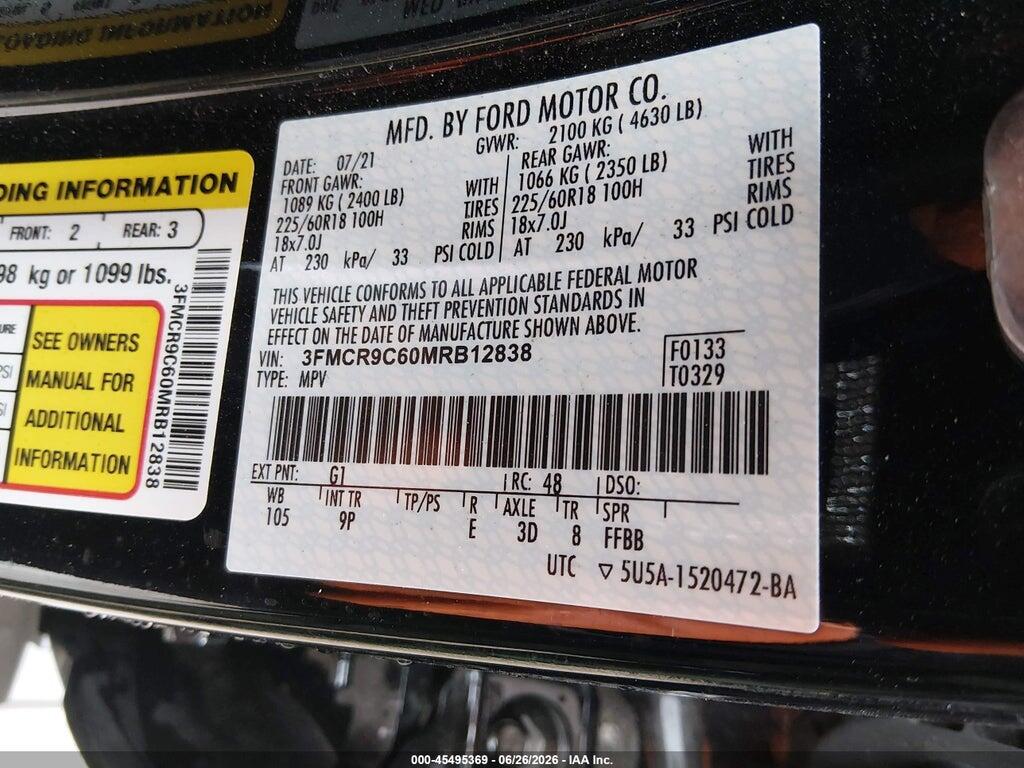 3FMCR9C60MRB12838 2021 FORD BRONCO SPORT photo no. 9