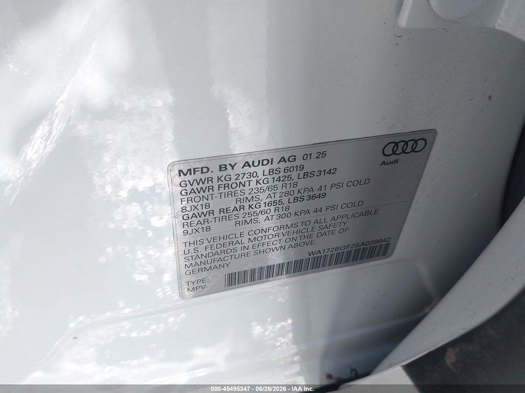 WA172BGF2SA028842 2025 AUDI Q6 E-TRON photo no. 9